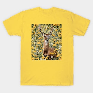 Nebraskan White Tailed Deer Surrounded By Goldenrod 1 T-Shirt